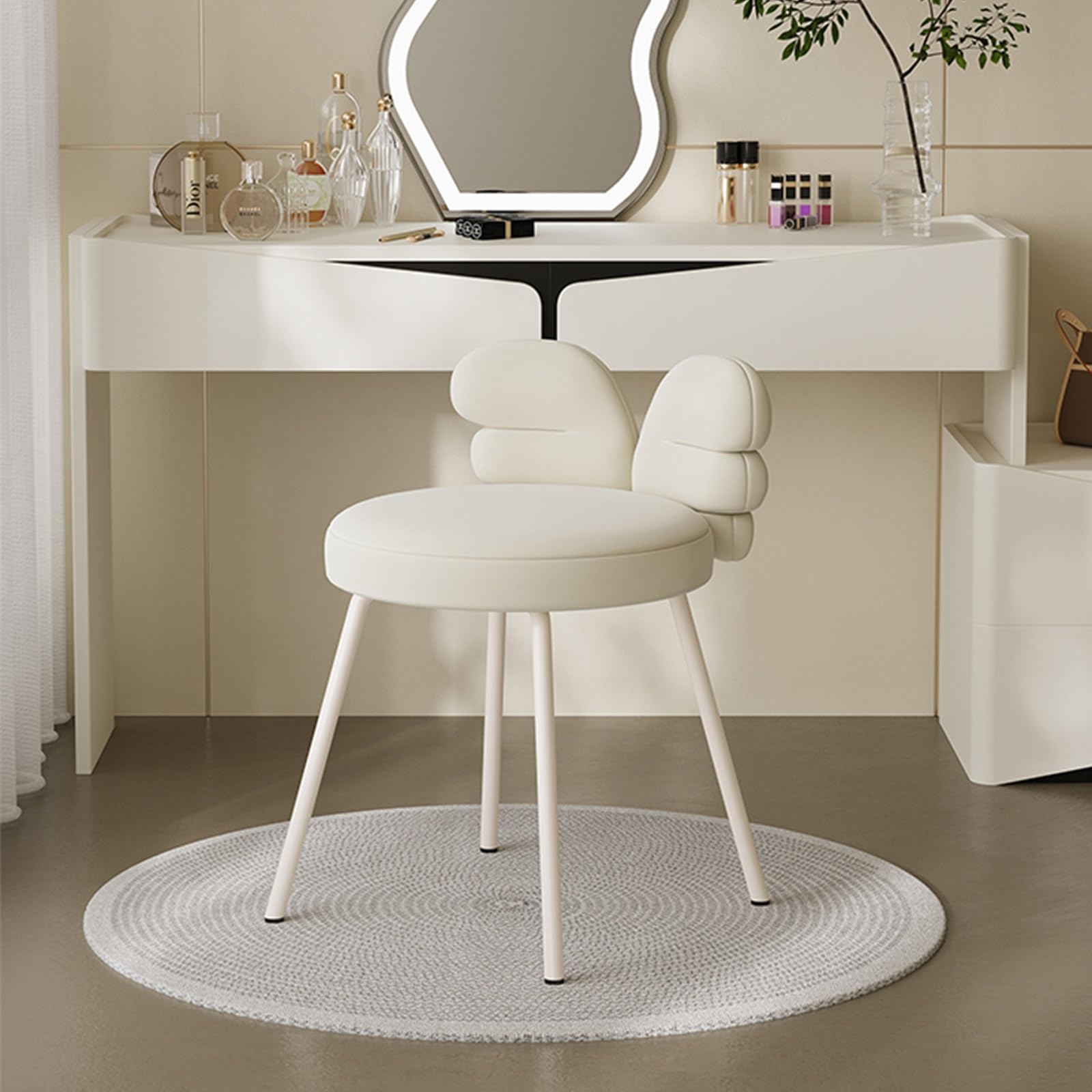 Amazon.co.jp: 360°回転フロストベルベットの化粧台ダイニングチェア